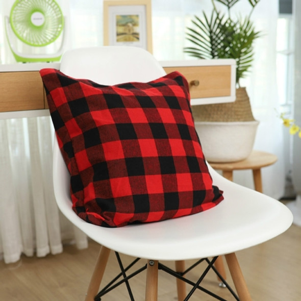 4 PCS Christmas Ornament Plaid Cloth Pillowcase, Without Pillow Core(Black Red)