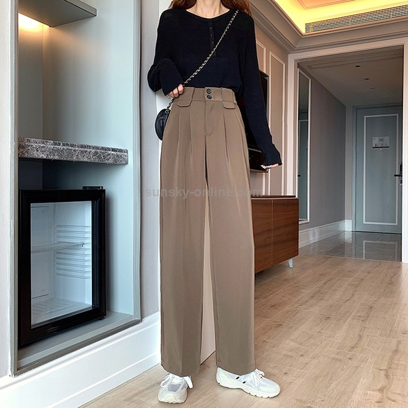 Wild Fashion Wide-Leg Pants Casual Loose Suit Pants, Size: M(Brown)