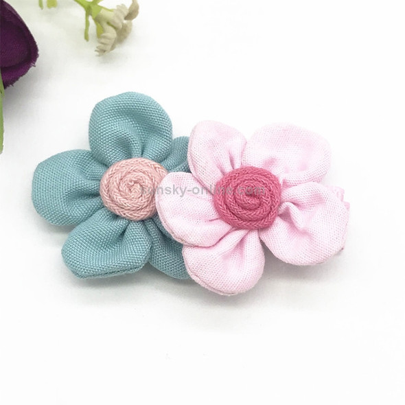 Cute Two Flowers Hairpins Girls Hair Ornaments Flora Pattern Barrettes(blue+pink)