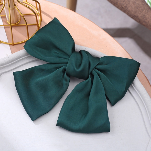 5 PCS Satin Bow Hairpin Back Head Hair Accessories, Colour: Dark Green