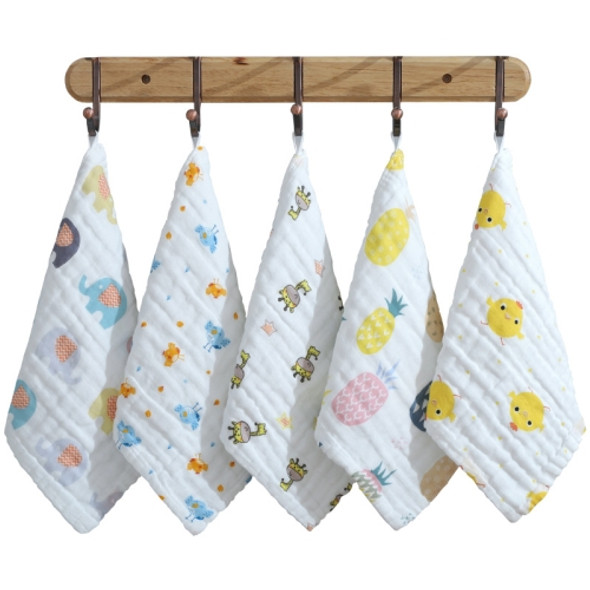 5 PCS Six-Layer Gauze Cotton Baby Square Handkerchief Saliva Towel Styles Random Delivery, Size:25x25cm