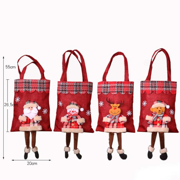 3 PCS Christmas Burlap Gift Bag Candy Bag Plaid Tote Bag(Elderly )