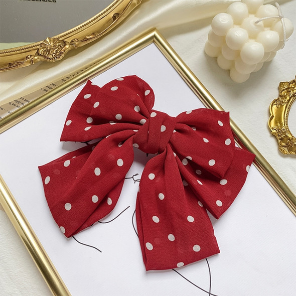 5 PCS Satin Bow Hairpin Back Head Hair Accessories, Colour: Wine Red Wave Point