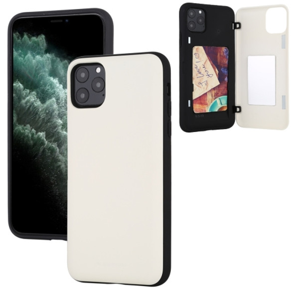 For iPhone 11 Pro Max GOOSPERY MAGNETIC DOOR BUMPER Magnetic Catche Shockproof Soft TPU + PC Case With Card Slot(White)