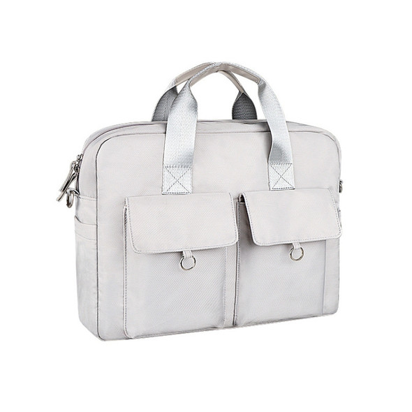 DJ09 Handheld Shoulder Briefcase Sleeve Carrying Storage Bag with Shoulder Strap for 13.3 inch Laptop(Silver Grey)