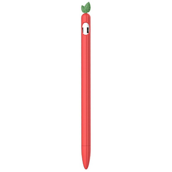 For Apple Pencil 1 Contrasting Color Mint Leaf Silicone Non-slip Protective Cover(Red)