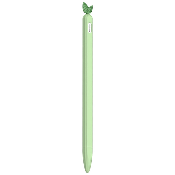 For Apple Pencil 2 Contrasting Color Mint Leaf Silicone Non-slip Protective Cover(Green)