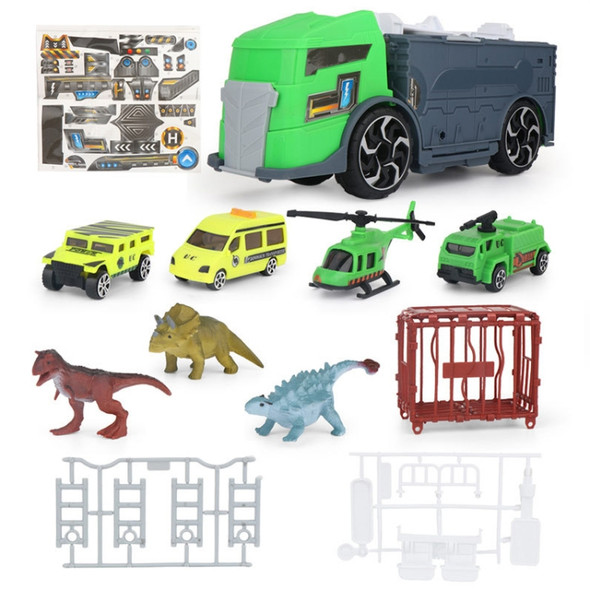 Children Large Dinosaur Parking Lot Toy Set DIY Storage Tractor