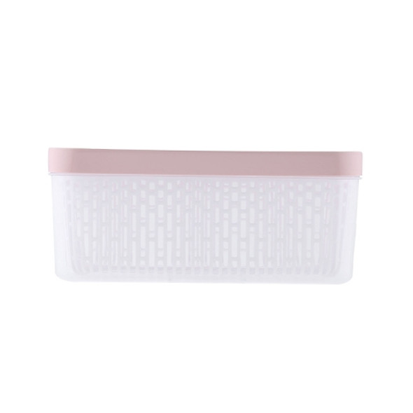 Kitchen Double Layer Vegetable Drain Basket Household Refrigerator Storage Box with Lid, Style:Rectangle