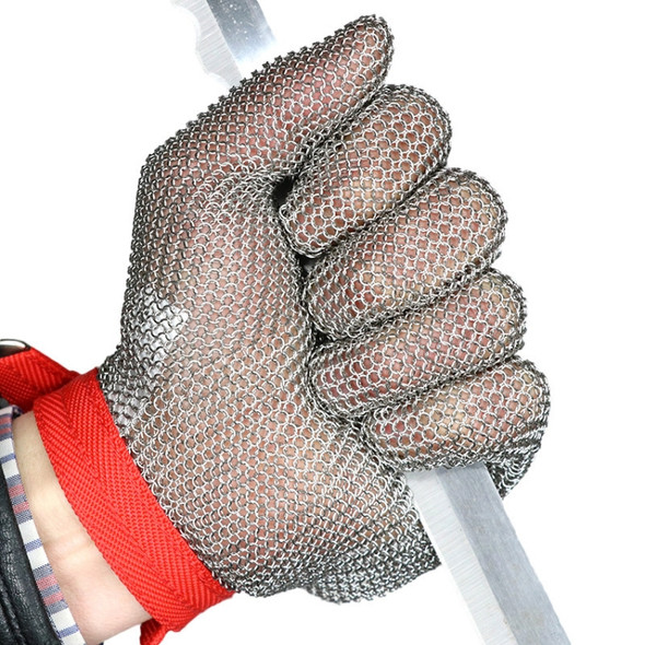 304 Stainless Steel 5 Fingers Steel Ring Anti-cutting Labor Protection Gloves, Size:M