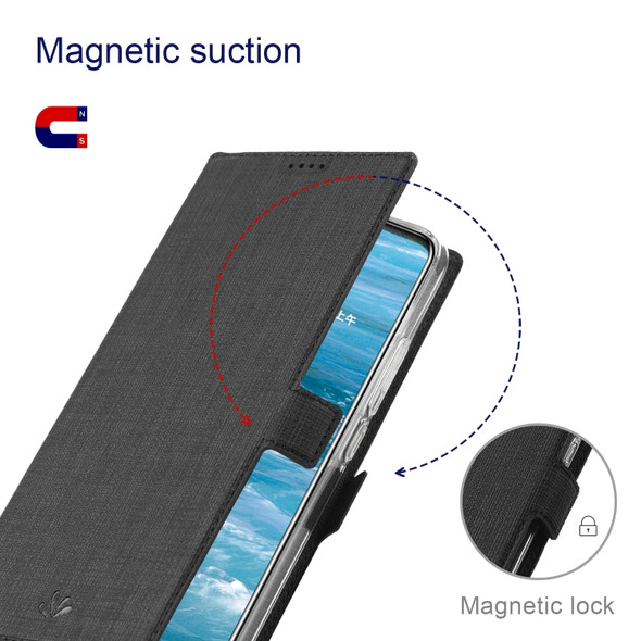 For HTC U20 5G ViLi K Series Shockproof TPU + PU Leather Magnetic Horizontal Flip Protective Case with Card Slots & Wallet & Holder(Black)