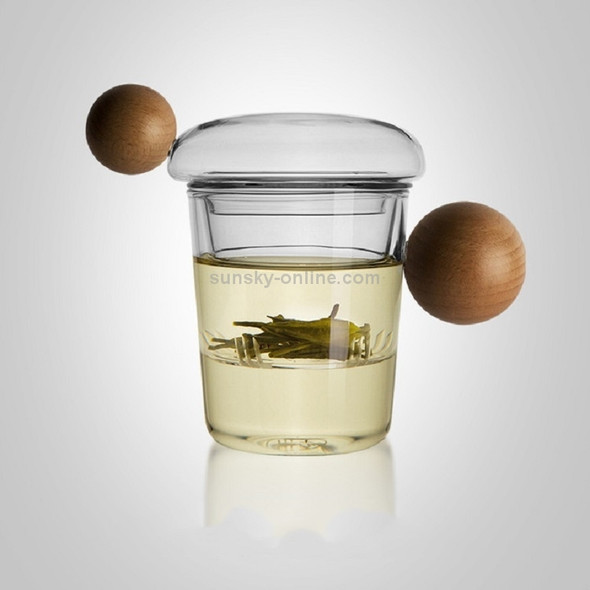 High Borosilicate Heat-resistant Glass Wooden Ball Handle Tea Cup, Style:Lexing Cup 7B