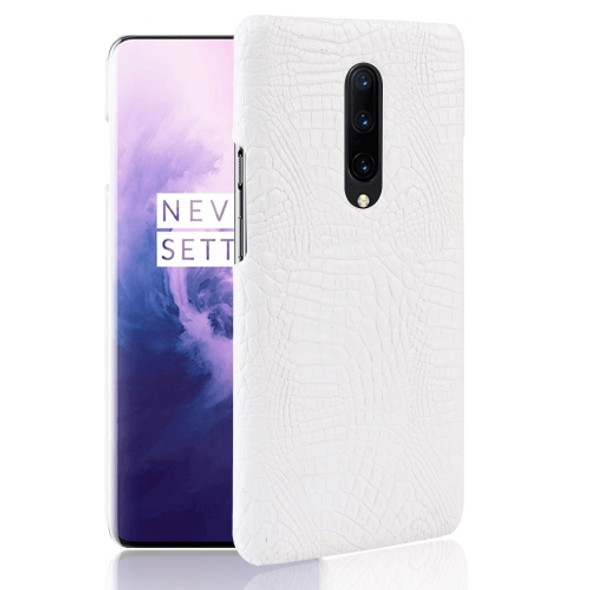 Shockproof Crocodile Texture PC + PU Case for OnePlus 7 Pro(White)