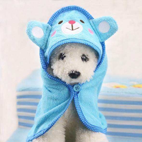 Pet Dog Towel Blanket Teddy Bath Towel Imitation Deerskin Cat Spring and Summer Bath Supplies, Size:S(Sky Blue Bear)