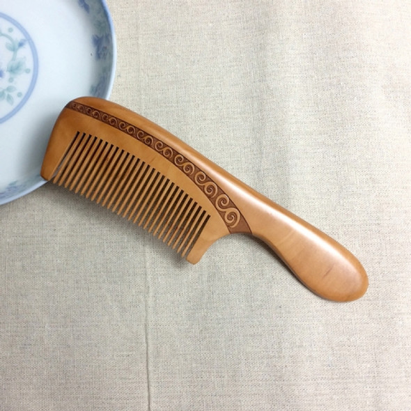 Phoenix Texture Peach Wood Double-sided Carving Comb Anti-static Massage Comb + Gift Box, Gift Box Colors Are Random