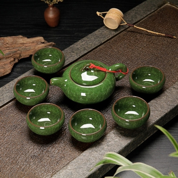 7 in 1 Ceramic Tea Set Ice Crack Glaze Kung Fu Teaware Set(Malachite Green)