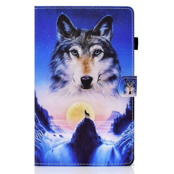 For Samsung Galaxy Tab A 10.1 / T580 Colored Drawing Horizontal Flip Leather Case with Holder & Card Slots & Sleep / Wake-up Function(Wolf)