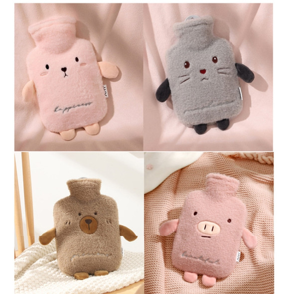 Cartoon Plush Cloth Water Injection Warm Students Hot Water Bottle 500ml, Colour: Bear Blue