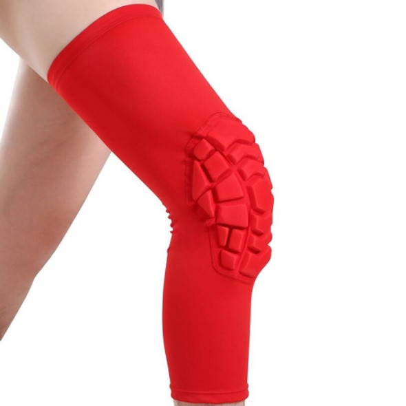 Hot Pressed Honeycomb Knee Pads Basketball Climbing Sports Knee Pads Protective Gear, Specification: S (Red )
