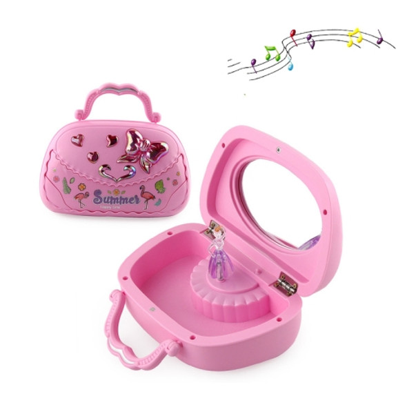 Creative Ballet Girl Handbag Design Music Jewelry Box(Pink)