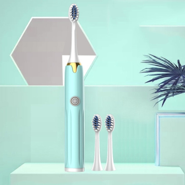 2 PCS Household Couple Smart Sonic Vibration Soft Fur Waterproof Electric Toothbrush, Colour: Morson Blue (3 Brush Heads) Battery
