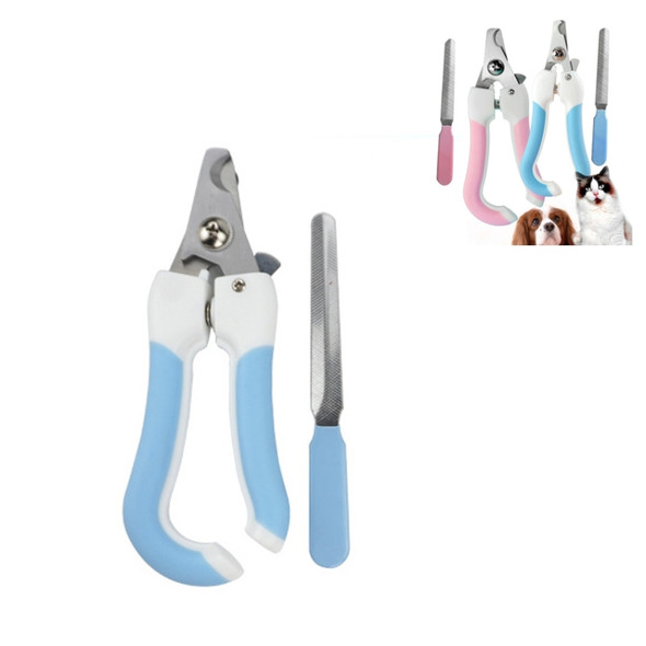 Two-piece Pet Toe Stainless Steel Cat and Dog Nail Clipper Filee, Size:L(Blue)