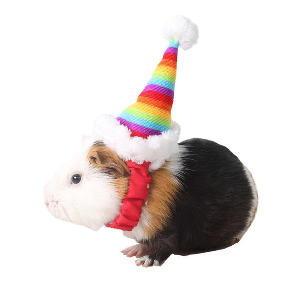 Pet Supplies Guinea Pig Headdress Rainbow Birthday Christmas Pointed Hat