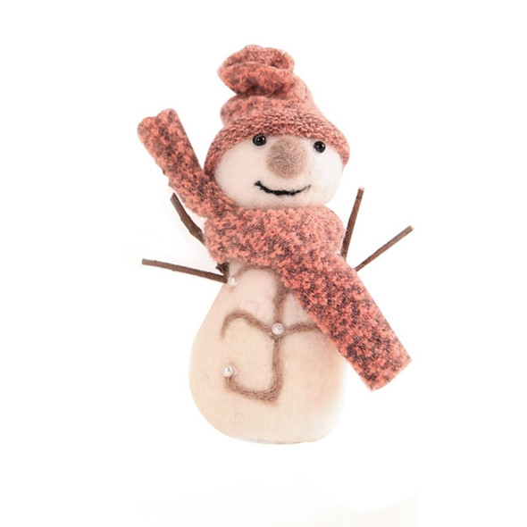Christmas Wool Felt Doll Children Gift Photography Props Hotel Restaurant Window Decorations, Specification: Pink Snowman