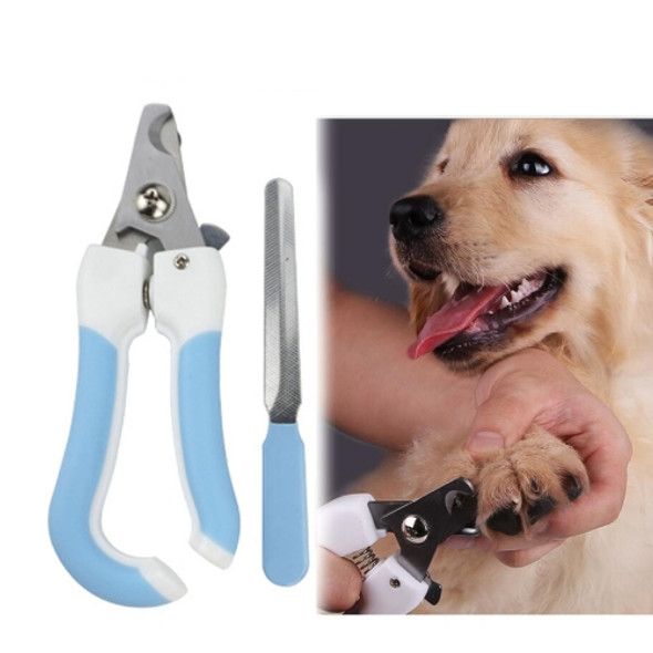 Two-piece Pet Toe Stainless Steel Cat and Dog Nail Clipper Filee, Size:S(Blue)