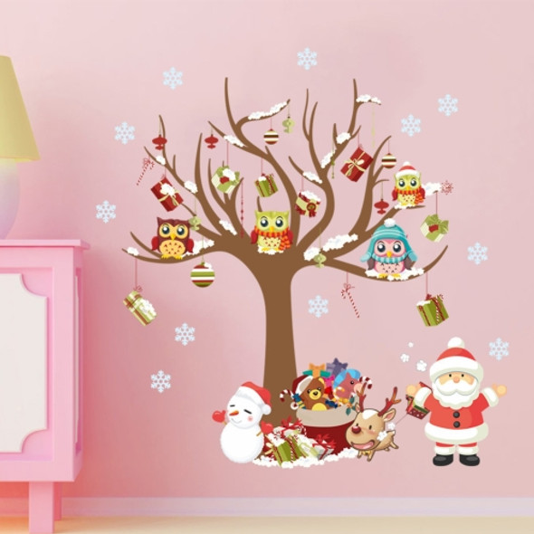 Double Collage Christmas Tree Santa Claus Children Room Background Wall Sticker
