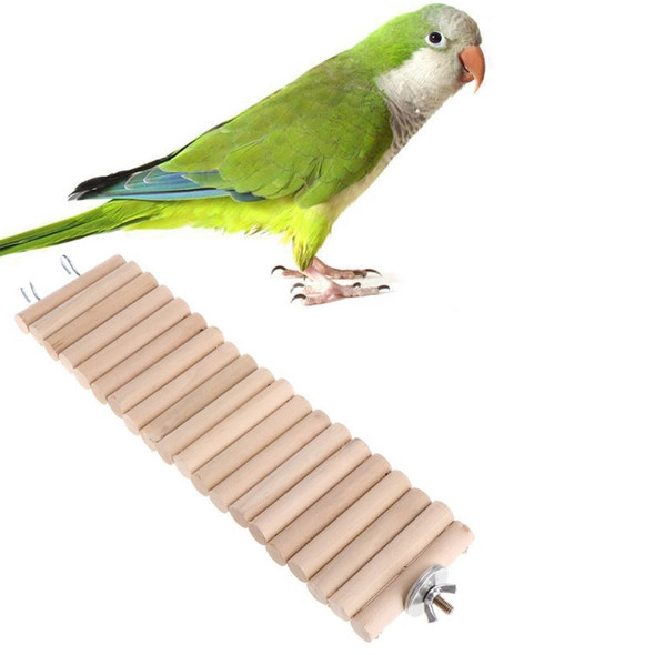 3 PCS Parrot Bird Hamster Color Round Wood Small Plank Road Ladder Toy, Size:30cm(Primary Color)