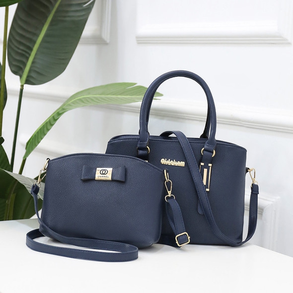 2 in 1 PU Leather Litchi Texture Women's Handbag Single-shoulder Bag Messenger Bag (Blue)