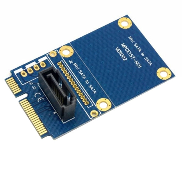 MINI SATA to 7 Pin SATA Mini PCI-E HDD Hard Disk Drive Expansion Adapter Card (Blue)