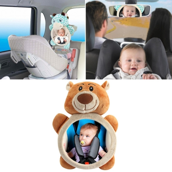 Cartoon Adjustable Safety Seat Car Back Interior Mirror Headrest Rear Facing Mirrors Monitor(Bear)