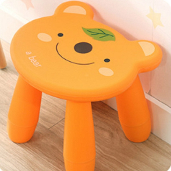 Thickened Children Chair Baby Plastic Stool Cute Cartoon Kindergarten Stool(Orange Bear)