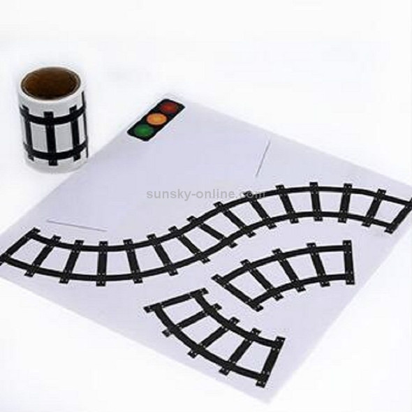 Kids Toy Car Road Adhesive Tape Removable Play Room DIY Track Floor Sticker, Style:Curved Railway