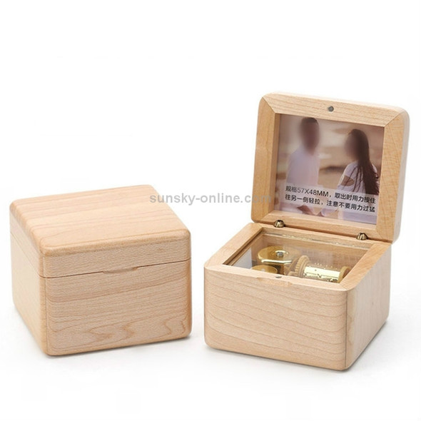 Wooden DIY Photo Music Box Children Birthday Gift Music Box, Music:Castle in the Sky(Maple-no Lettering)