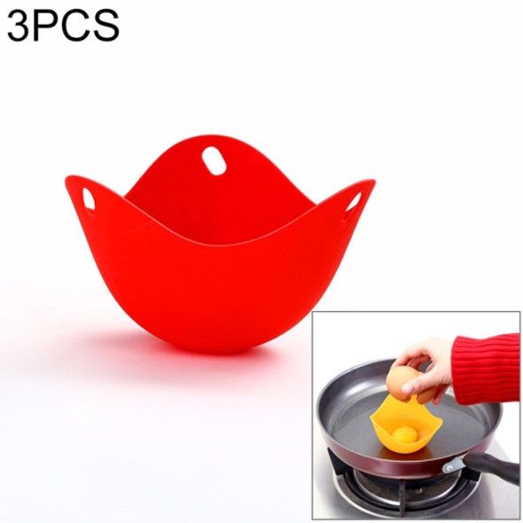 3 PCS Silicone Egg Cooker Egg Bracket Kitchen Tools Pancake Cookware Bakeware Steam Eggs Plate Tray Red