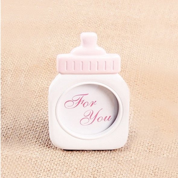 Baby Bottle Shape Plastic Photo Frame Square Photo Frame Decoration Home Decor(Pink)