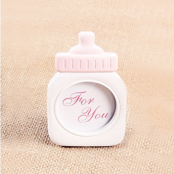 Baby Bottle Shape Plastic Photo Frame Square Photo Frame Decoration Home Decor(Pink)