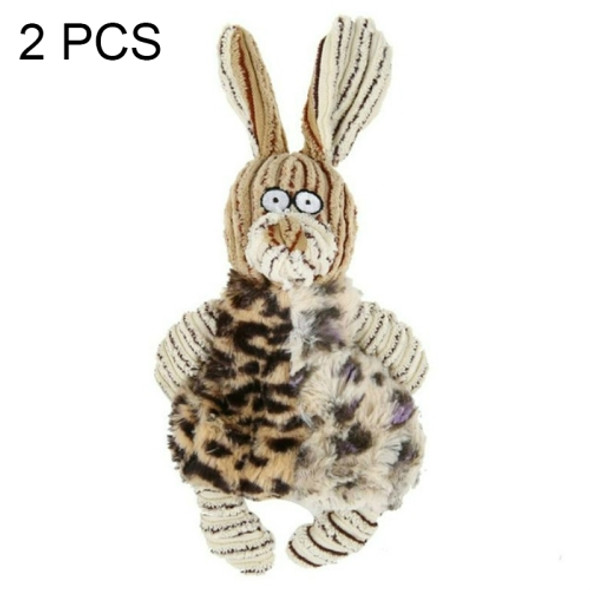 2 PCS PV Velvet Rabbit Cattle Corduroy Bite Vocal Pet Dog Plush Toy(Rabbit)