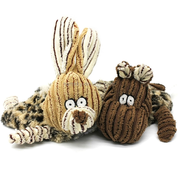 2 PCS PV Velvet Rabbit Cattle Corduroy Bite Vocal Pet Dog Plush Toy(Rabbit)