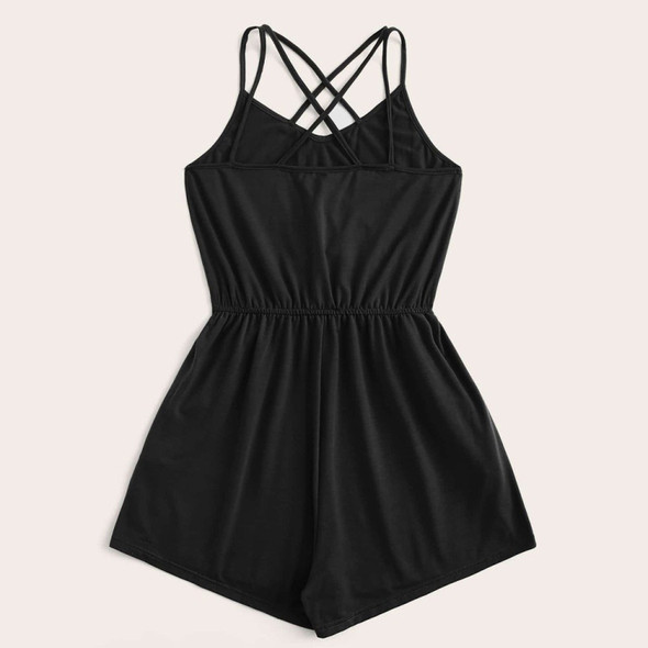 Women Neck Sexy Jumpsuit (Color:Black Size:S)