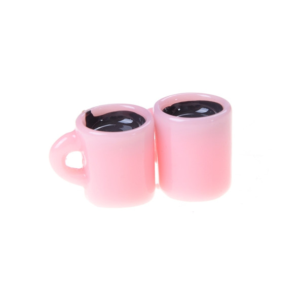 1 Pair 1:12 Doll House Mini Scene Accessories Props Food Play Model Coffee Cup(Pink)