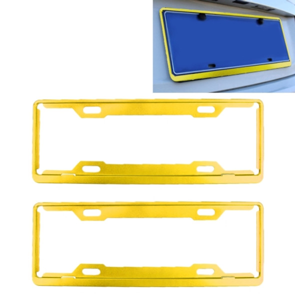 2 PCS Car License Plate Frames Car Styling License Plate Frame Aluminum Alloy Universal License Plate Holder Car Accessories(Yellow)