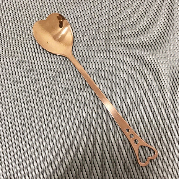 2 PCS Stainless Steel Spoon Portable Metal Coffee Teaspoon Creative Love Heart Shaped Wedding Party Gift Dinnerware, Color:Rose Gold Porous Love