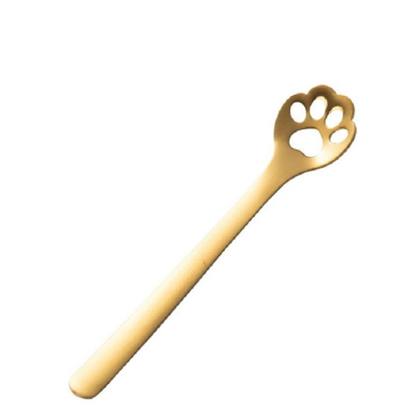 Stainless Steel Creative Cat Claw Coffee Spoon Dessert Cake Spoon, Style:Hollow Cat Claw Spoon, Color:Gold