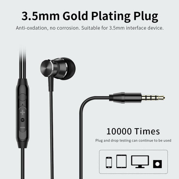 Langsdom M305 Bass Earphone for Phone 3.5mm In-ear Metal Earphones with HD Mic Earbuds for xiaomi iPhone Samsung(M305 Black)