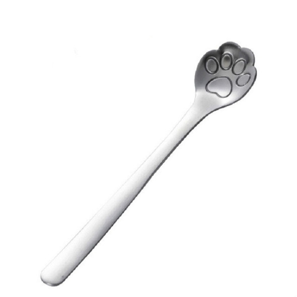 Stainless Steel Creative Cat Claw Coffee Spoon Dessert Cake Spoon, Style:Cat Claw Spoon, Color:Silver