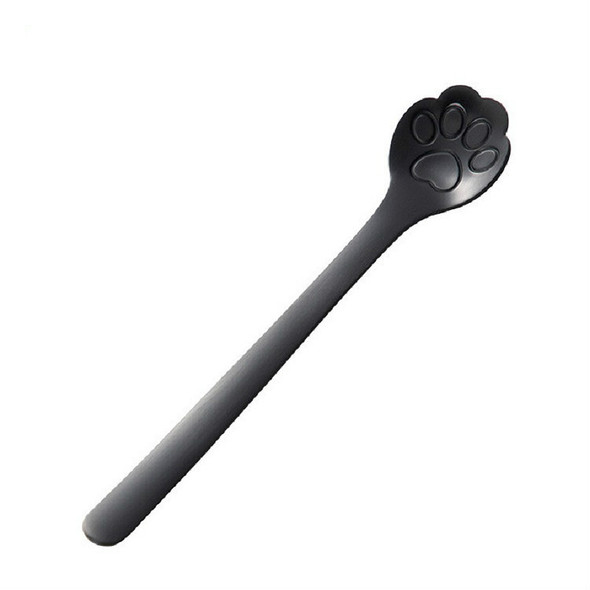 Stainless Steel Creative Cat Claw Coffee Spoon Dessert Cake Spoon, Style:Cat Claw Spoon, Color:Black